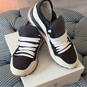 Brunello Cucinelli Women’s Sneakers Monili 
Black and Cream ITALY SZ 40